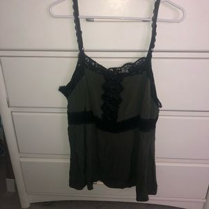 Torrid size 2 olive green and black lace tank